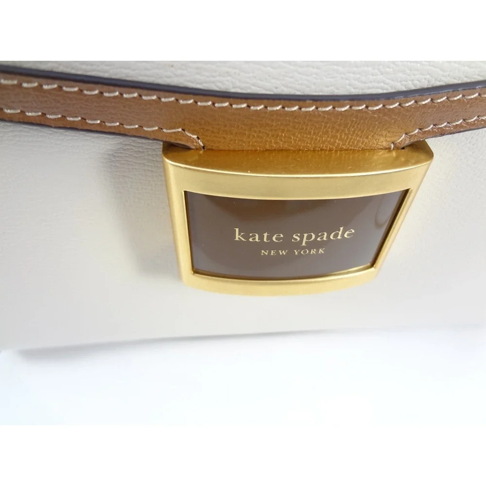 Kate Spade Katy Small Top Handle Bag Halo White Tan Colorblock Leather KE130 NEW